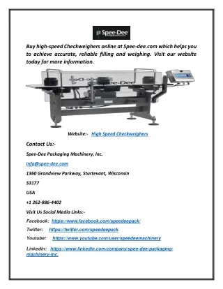 buy high speed checkweighers online at spee