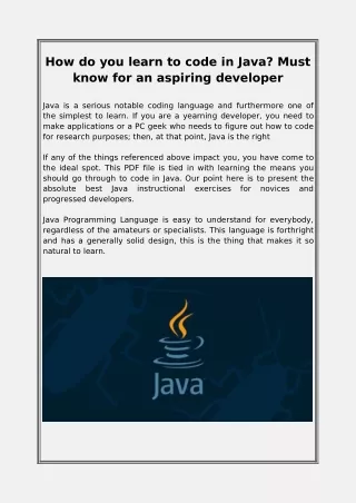 how do you learn to code in java must know