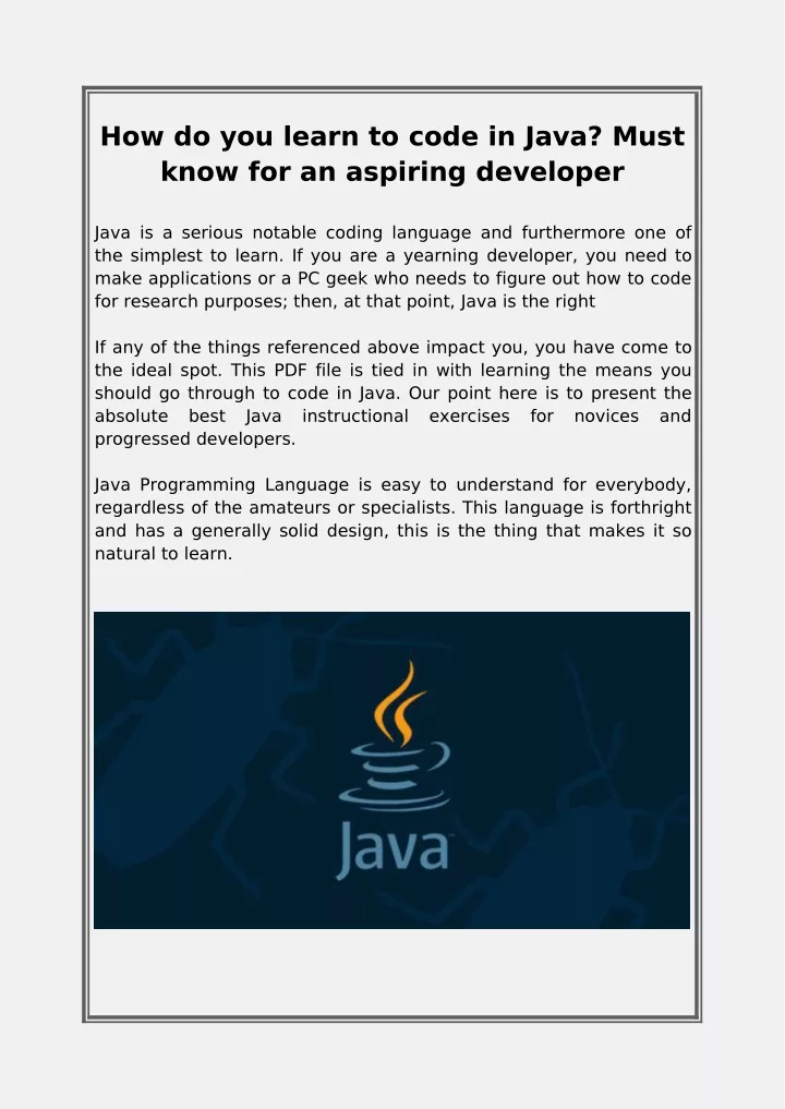 how do you learn to code in java must know