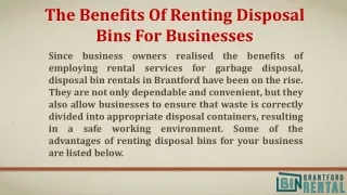 The Benefits Of Renting Disposal Bins For Businesses