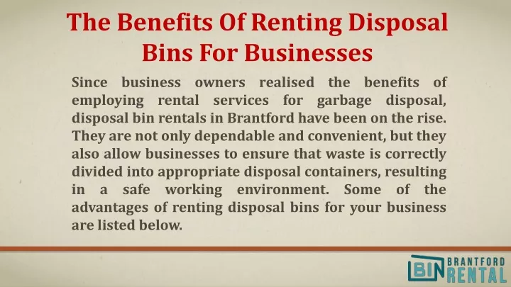 the benefits of renting disposal bins