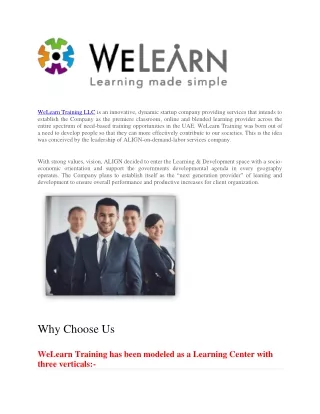 WeLearn Training LLC is an innovative-converted