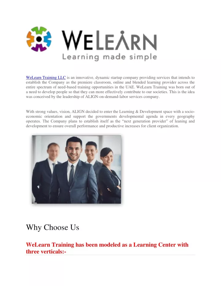 welearn training llc is an innovative dynamic