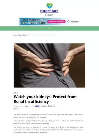 Watch your kidneys: protect from renal insufficiency