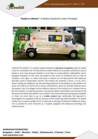 Health on Wheels” - A Mobile Hospital for Under Privileged