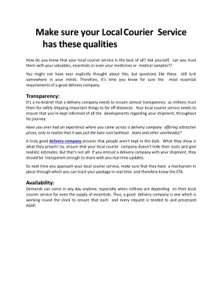 make sure your local courier service has these qualities