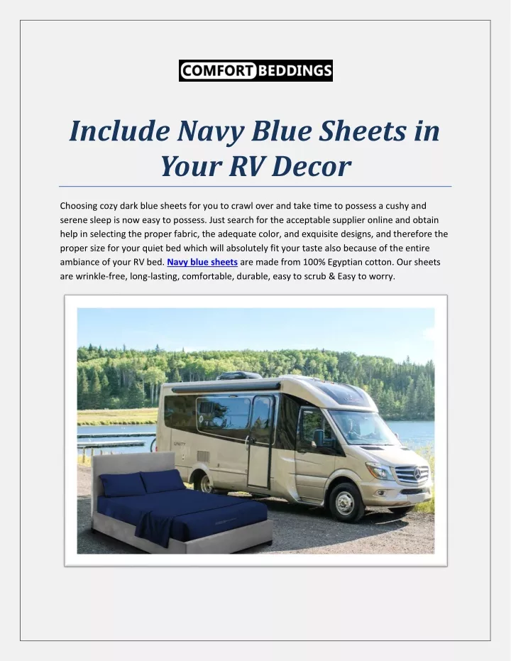 include navy blue sheets in your rv decor