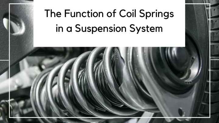 the function of coil springs in a suspension