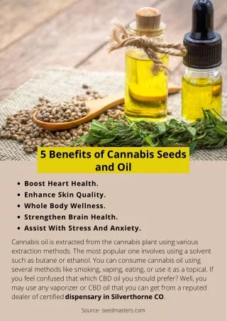 5 Benefits of Cannabis Seeds and Oil