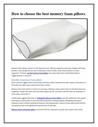 how to choose the best memory foam pillows