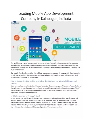 Leading Mobile App Development Company in Kalabagan