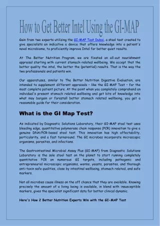 How to Get Better Intel Using the GI-MAP Test