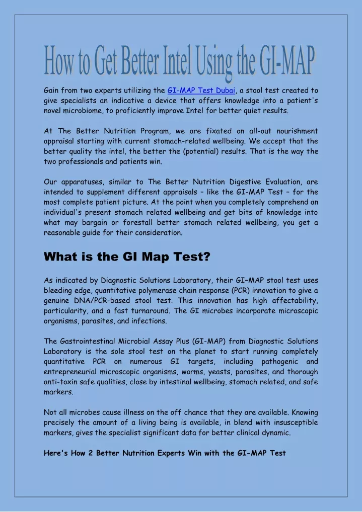 gain from two experts utilizing the gi map test