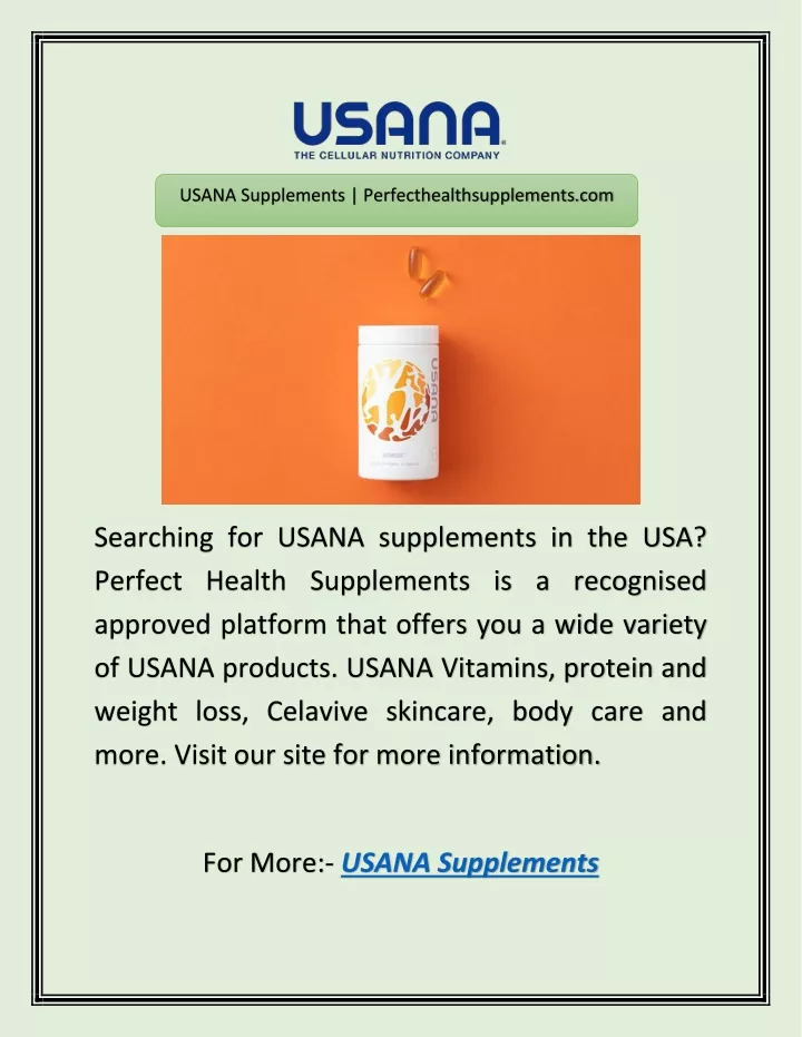 usana supplements perfecthealthsupplements com