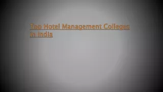 Top Hotel Management Colleges in India