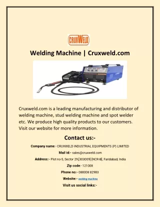 Best Welding Machine | cruxweld.com