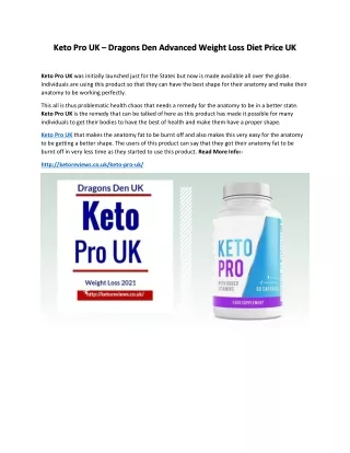 Keto Pro UK – Dragons Den Advanced Weight Loss Diet Price UK