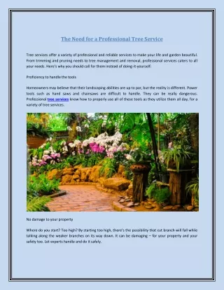 the need for a professional tree service