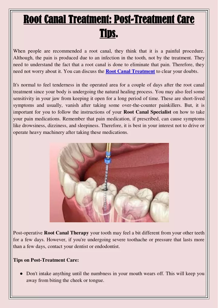 root canal treatment post root canal treatment