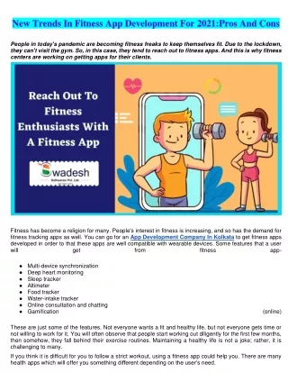 New Trends In Fitness App Development For 2021:Pros And Cons