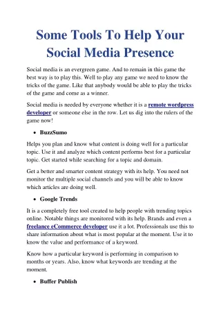 Some Tools To Help Your Social Media Presence