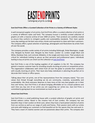 east end prints offers a curated collection