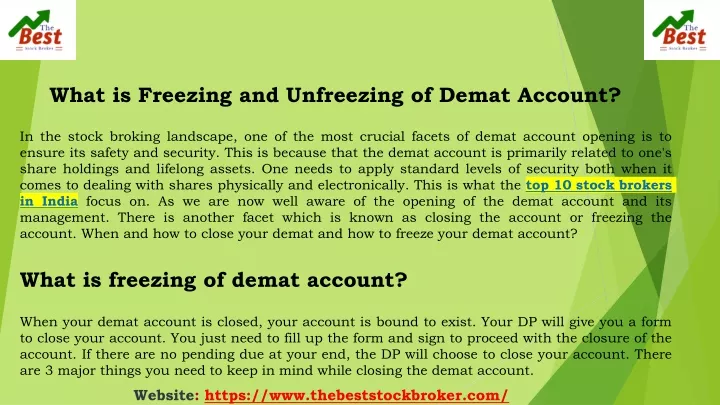 what is freezing and unfreezing of demat account