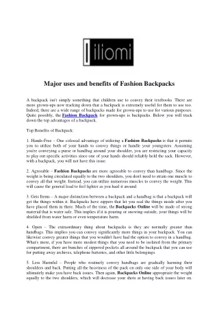 Major Uses And Benefits Of Fashion Backpacks