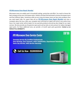 IFB Microwave Oven Repair Mumbai