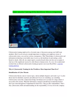 cyber security training of the workforce