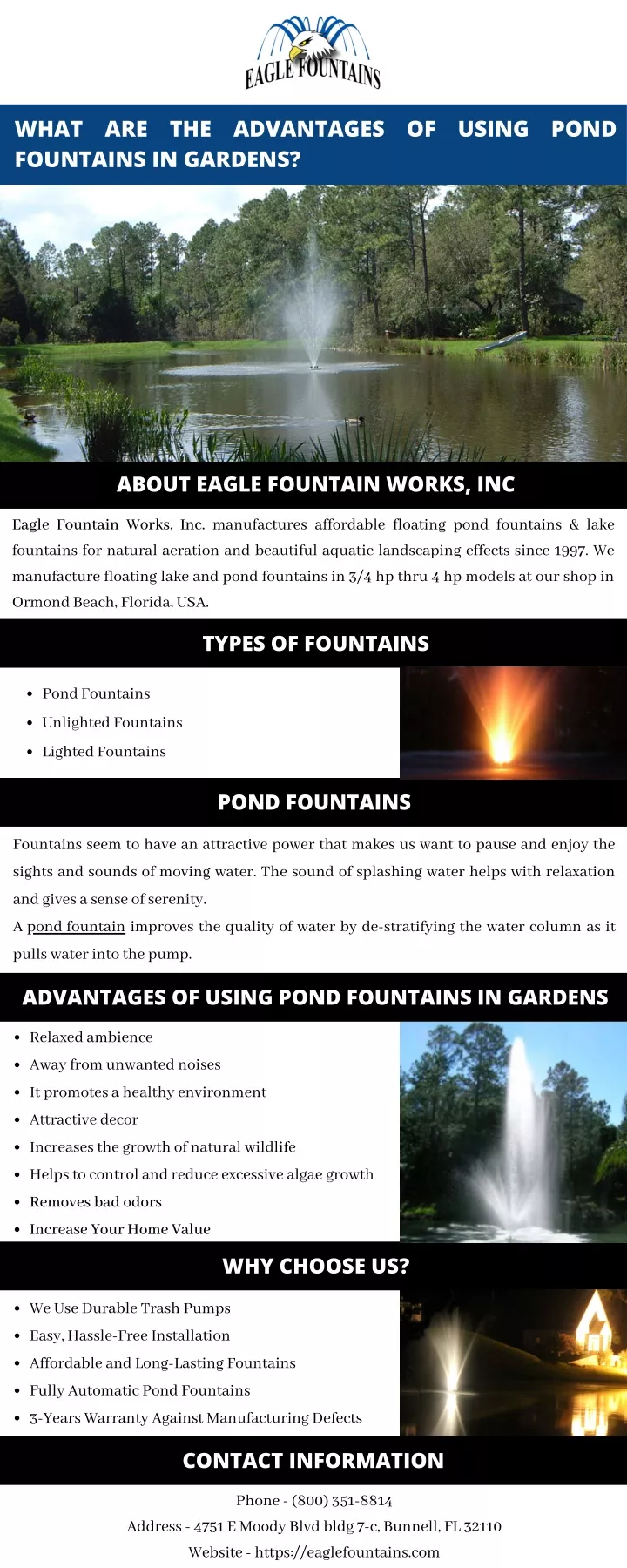 what are the advantages of using pond fountains