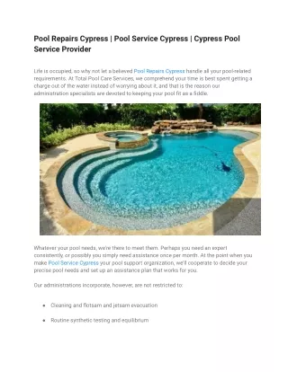 Pool Repairs Cypress | Pool Service Cypress | Cypress Pool Service Provider