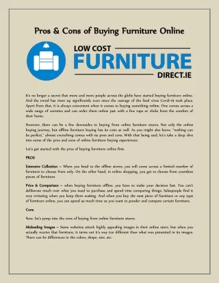 Pros & Cons of Buying Furniture Online