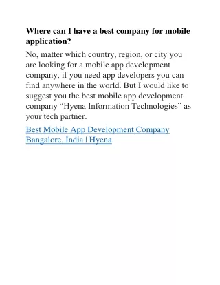 where can i have a best company for mobile