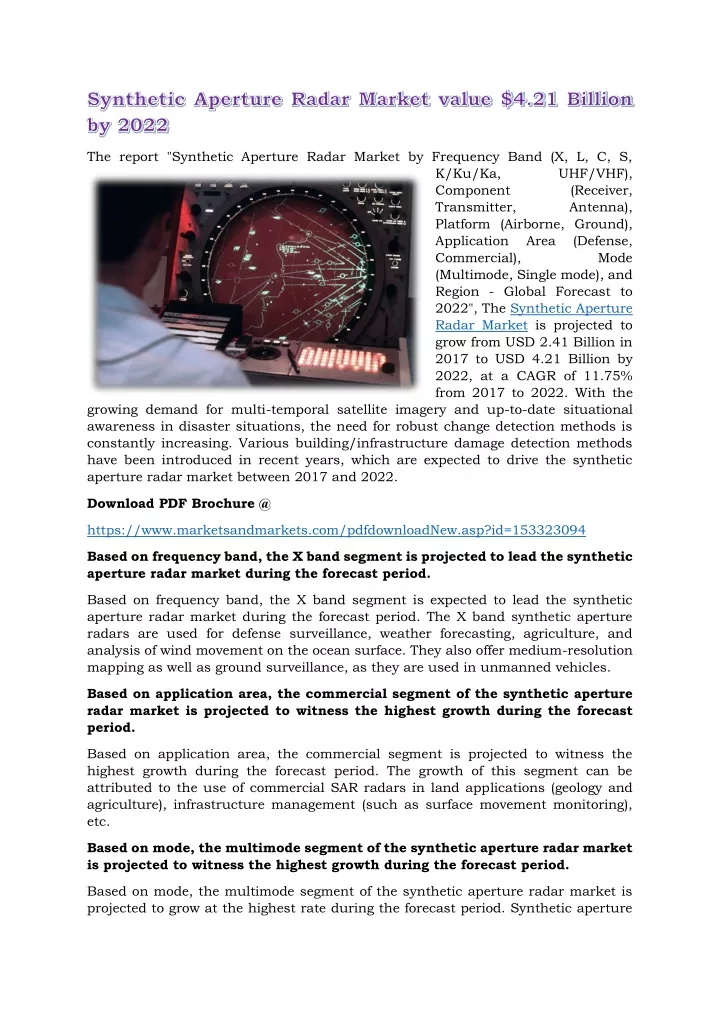 the report synthetic aperture radar market