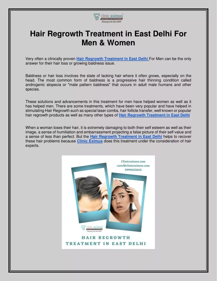 hair regrowth treatment in east delhi