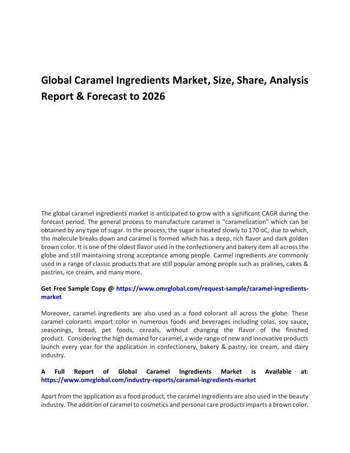 global caramel ingredients market size share