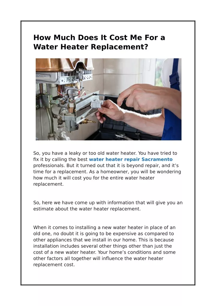 how much does it cost me for a water heater