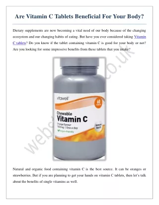 Are Vitamin C Tablets Beneficial For Your Body?