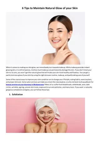 6 tips to maintain natural glow of your skin