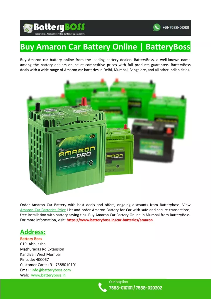 buy amaron car battery online batteryboss