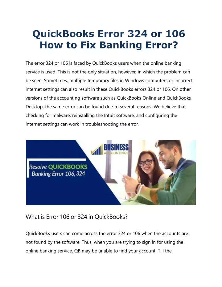 quickbooks error 324 or 106 how to fix banking