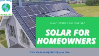 Get Best Residential Solar for your Home – Clean Energy Savings USA