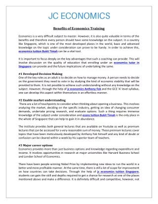 benefits of economics training