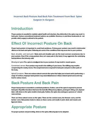 Incorrect Back Posture And Back Pain Treatment From Best Spine Surgeon In Gurgaon
