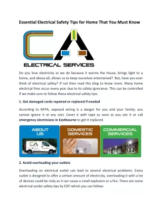 Essential Electrical Safety Tips for Home That You Must Know