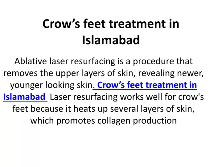 crow s feet treatment in islamabad