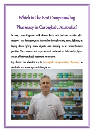 Which is The Best Compounding Pharmacy in Caringbah, Australia?