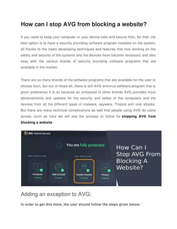 how can i stop avg from blocking a website