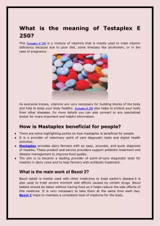 what is the meaning of testaplex e 250